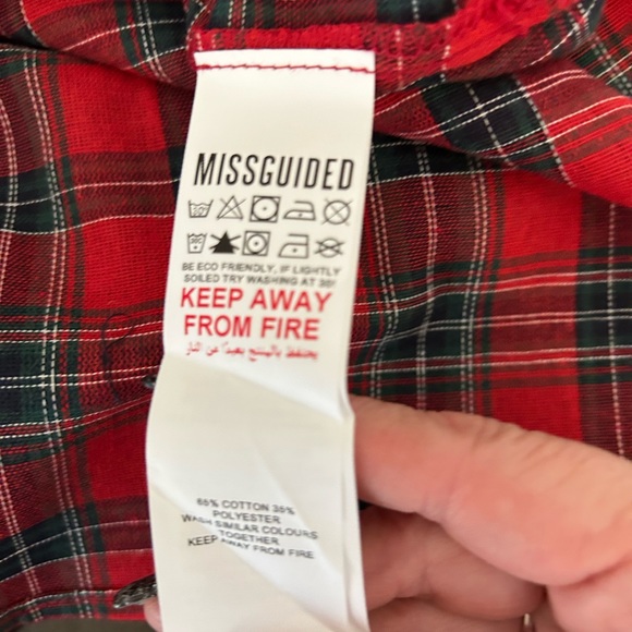 Misguided Red Plaid Petite Button down dress Size 10P - Picture 9 of 10